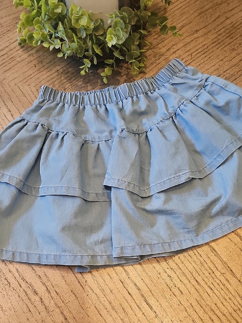 Light Blue Denim Tiered Ruffle Skirt Size 7/8